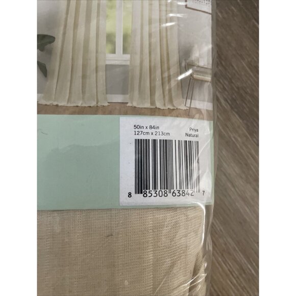 Vue Elements 50"x84 Priya White Tab Top Light Filtering Window Curtain Panel - Picture 7 of 7